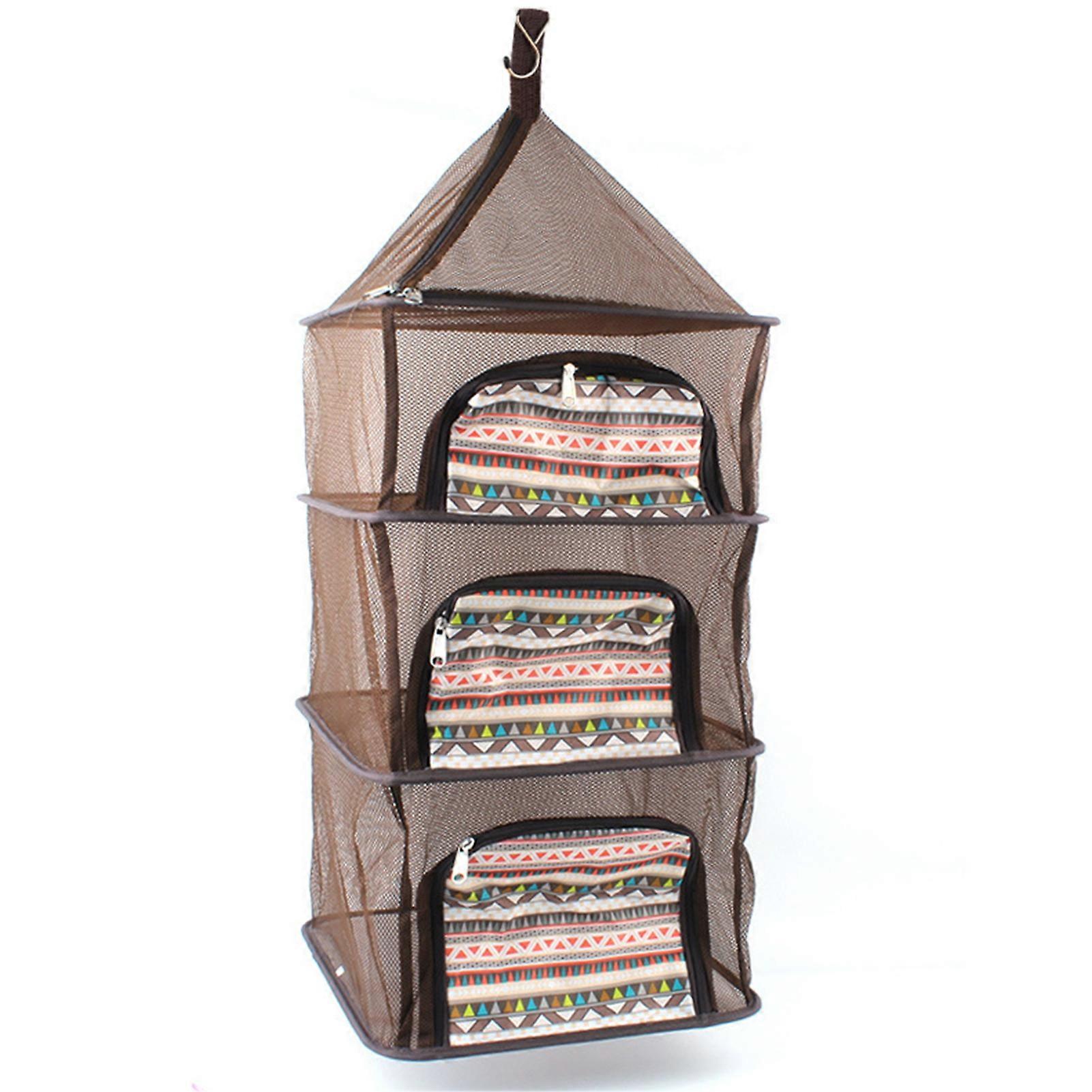 Kaesi Outdoor Camping Folding Drying Net Multi-function 4 Layer Storage Basket Rack