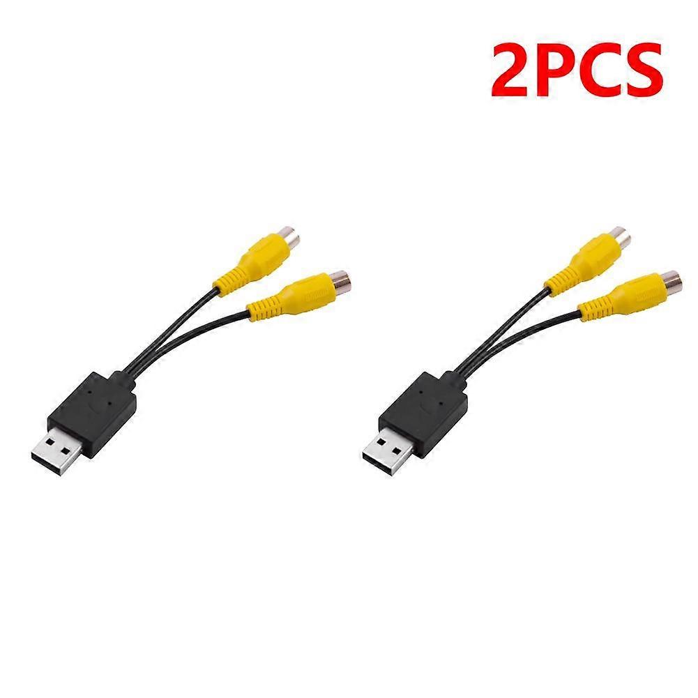 USB naar Cvbs Video-uitgang Adapter naar RCA-Interfacekabel Draagbare USB-ingang 2-poorts Video OutPut Box voor Auto Android-radio
