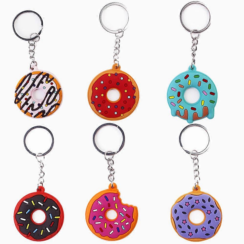 6 Pieces Sweet Donut Keychain Donut Party Favors Kids Key Chains for Backpacks Donut Keychain Pendant Sweet Donut Theme Keychain Pendant for Kid Toy
