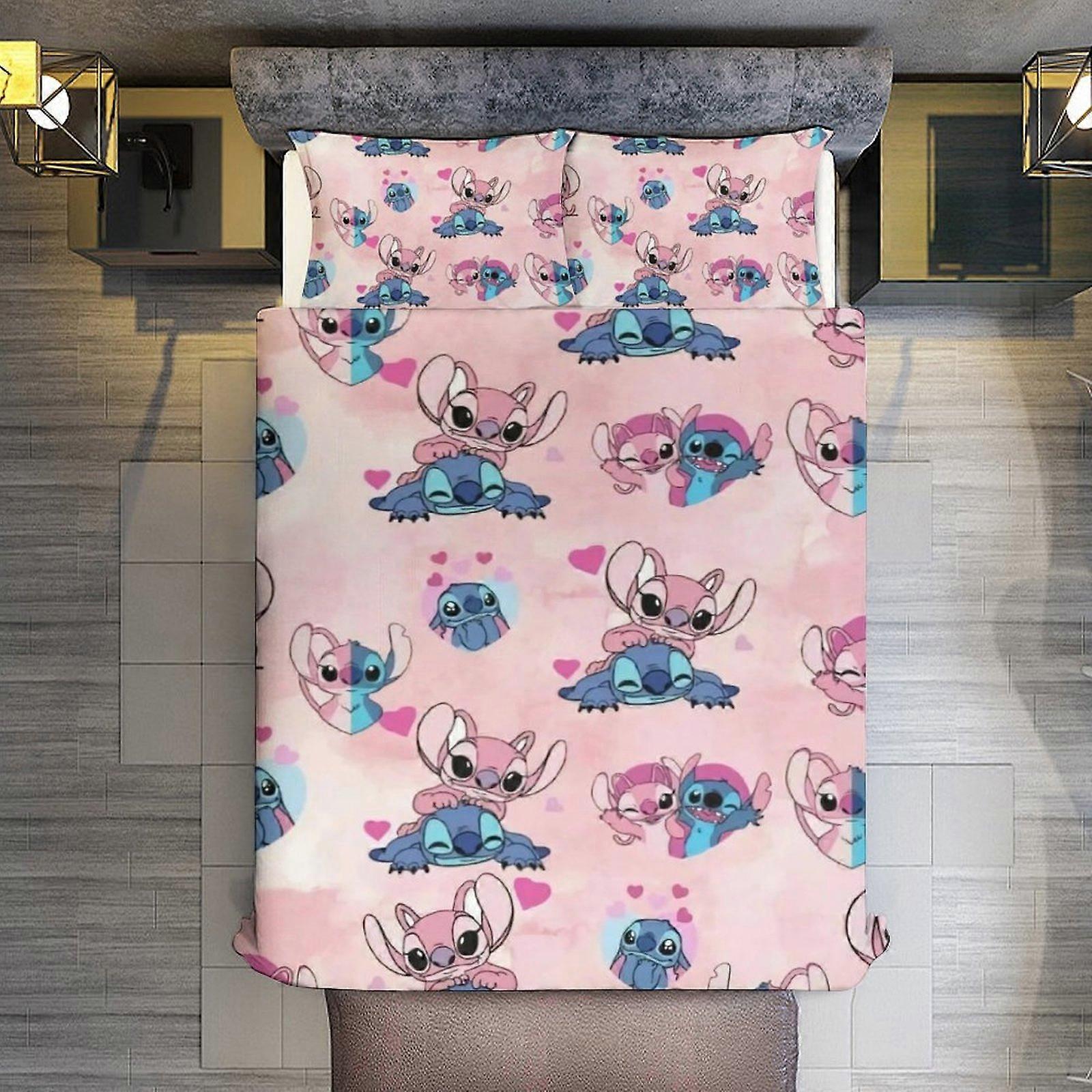 v3492 Lençóis Roupa de Cama Ponto Dos Desenhos Animados Angela 3 Peças Conjunto de Capa de Edredão Tamanho Completo Super Macio Desbotamento Resistente Microfibra 1 Capa com Zíper e 2 Pílulas