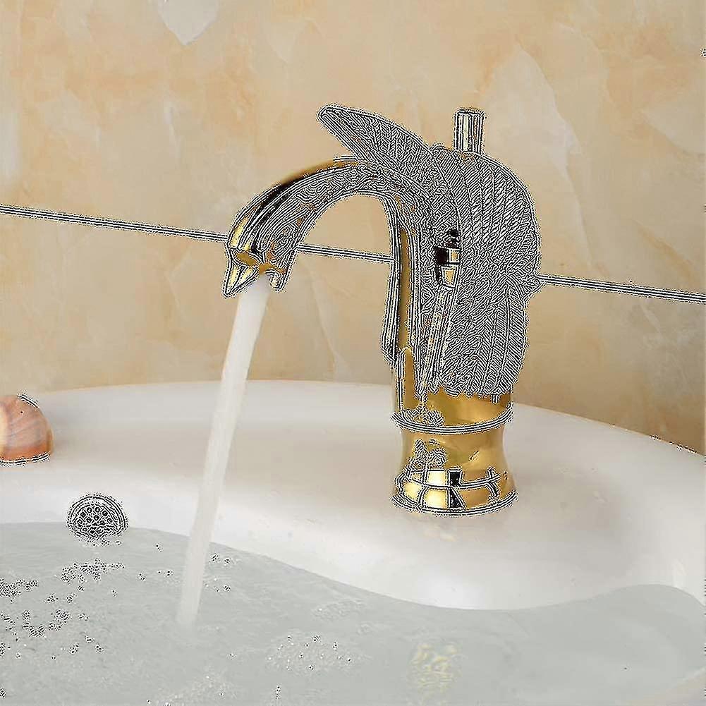 Solid Brass lustruit de aur Swan Chiuveta robinet