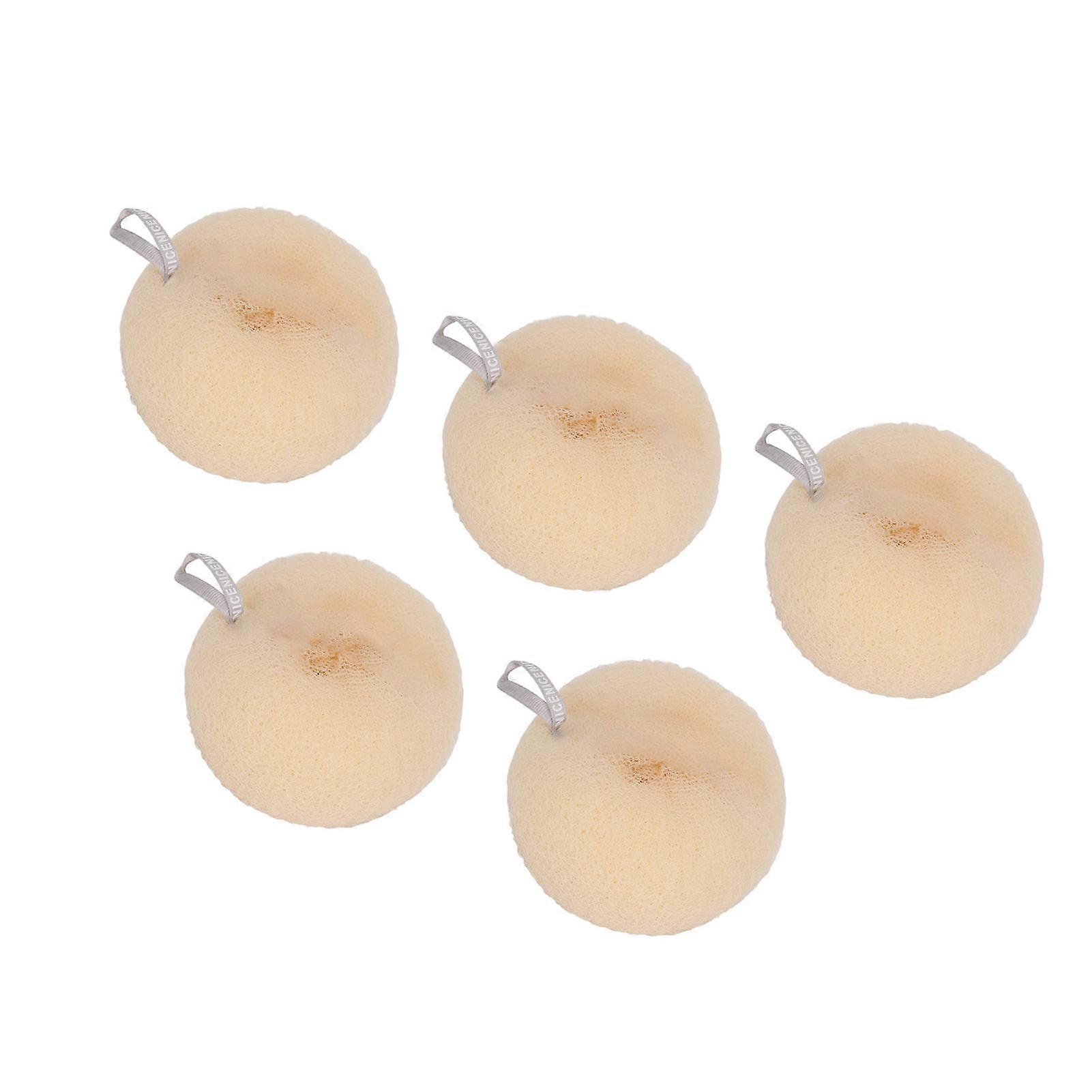5pcs Bath Shower Loofah Sponge Deep Cleansing Dense Foam Comfortable Massage Body Wash Scrubber Yellow