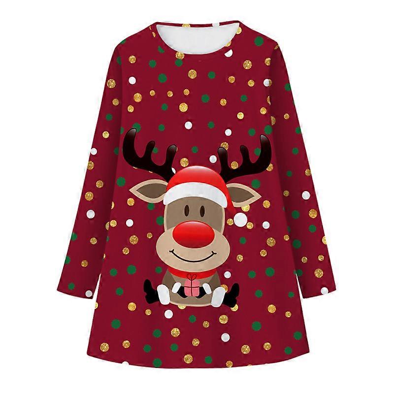 Küçük Kızlar Noel Elbisesi Noel Hediyeleri Kazak Elbise Uzun Kollu