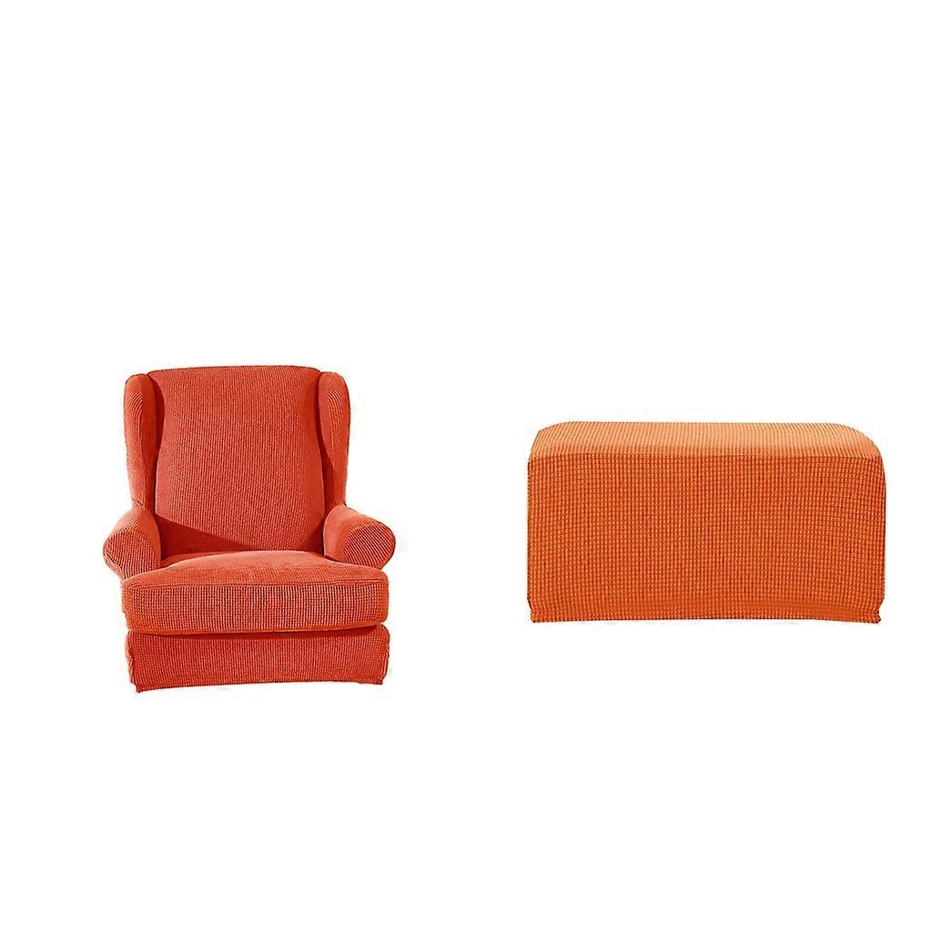 Wingback Side Chair Cover with Footstool Cover Orange