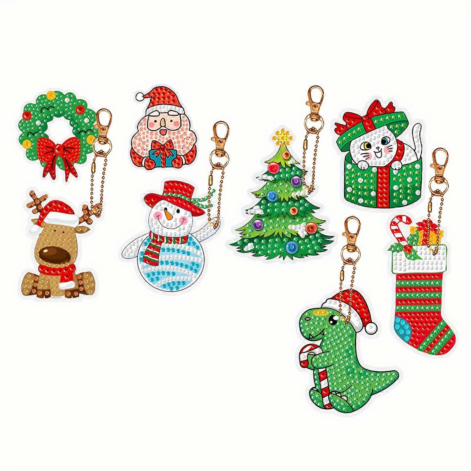 Minglan 1pc Diamond Painting Christmas Blind Box Keychain DIY Acrylic Hand-applied Diamond Keychain Pendant