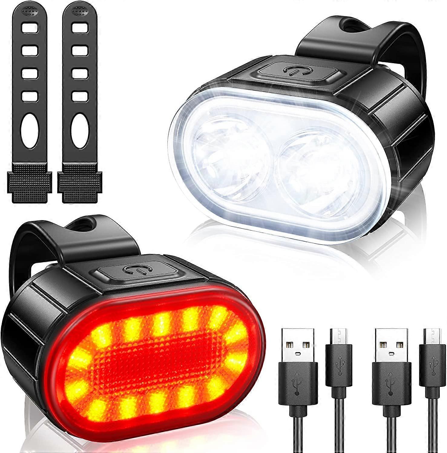 Bike Light Set, Powerful LED Bike Light Kit, Bike Light IPX5 Waterproof USB Rechargeable Bike Lights, Front and Rear Road Bike Light for Men and Women