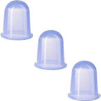 Pacote com 3 ventosas de silicone tradicionais para massagem e alívio da dor, azul
