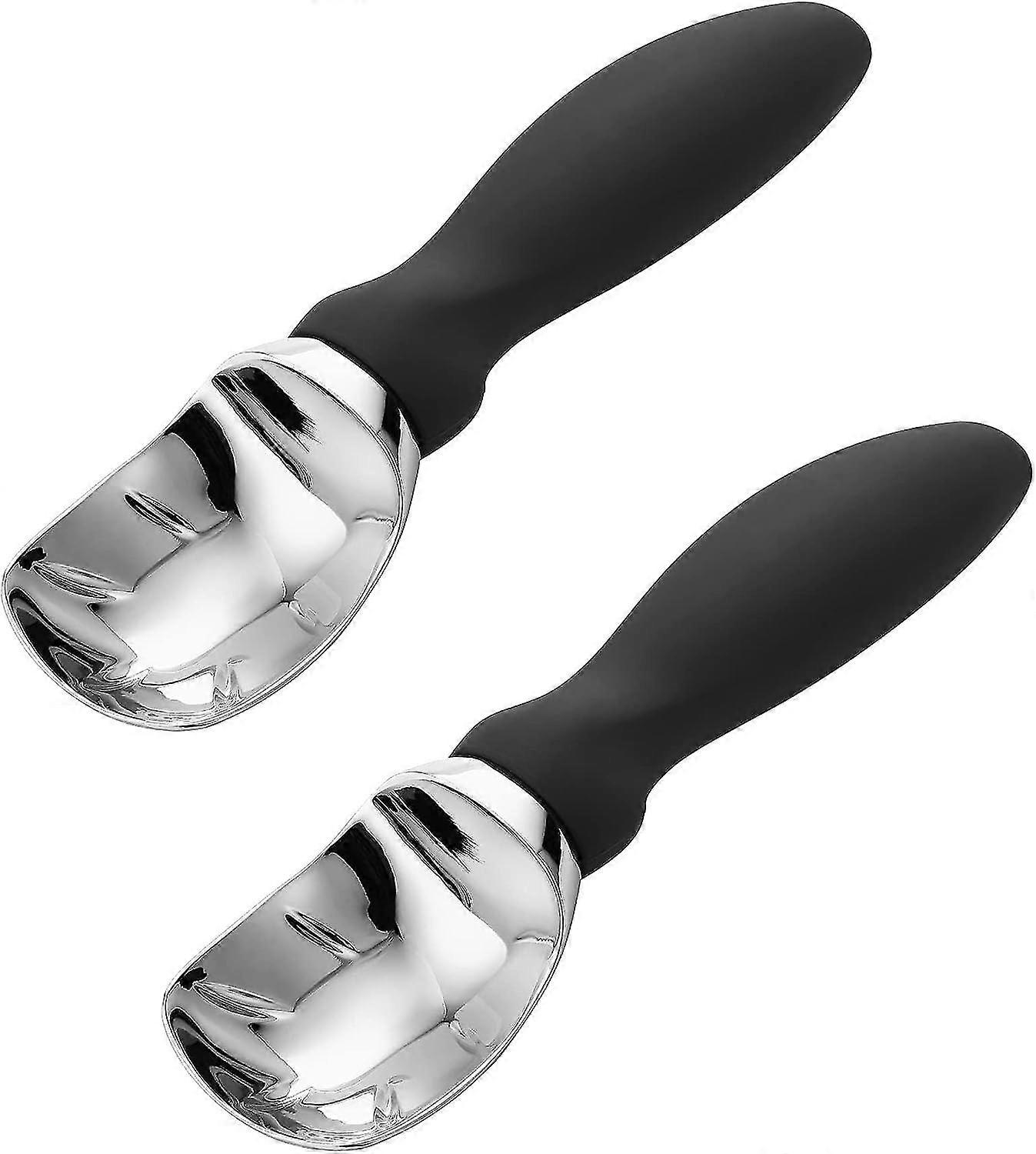 Ice Cream Scoop With Comfortable Handle, Black, 2pcs-WG