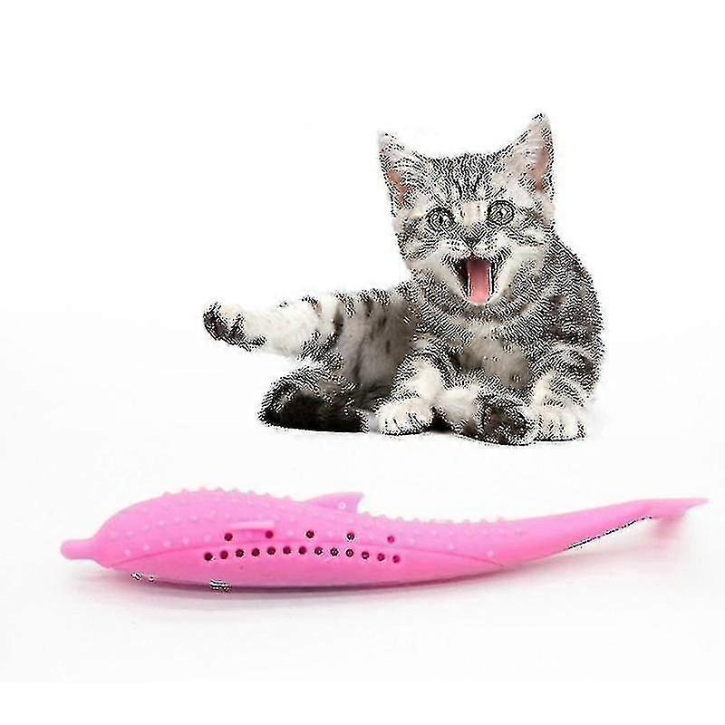 Catnip Cat Teeth Cleaning Silicone Dolphin Toy(pink)