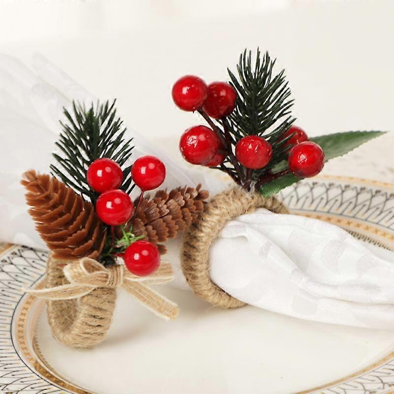 Christmas Tree Pine Cone Simulation Napkin Button Napkin Ring Cloth Ring Hotel Kitchen Decoration Year Accessories