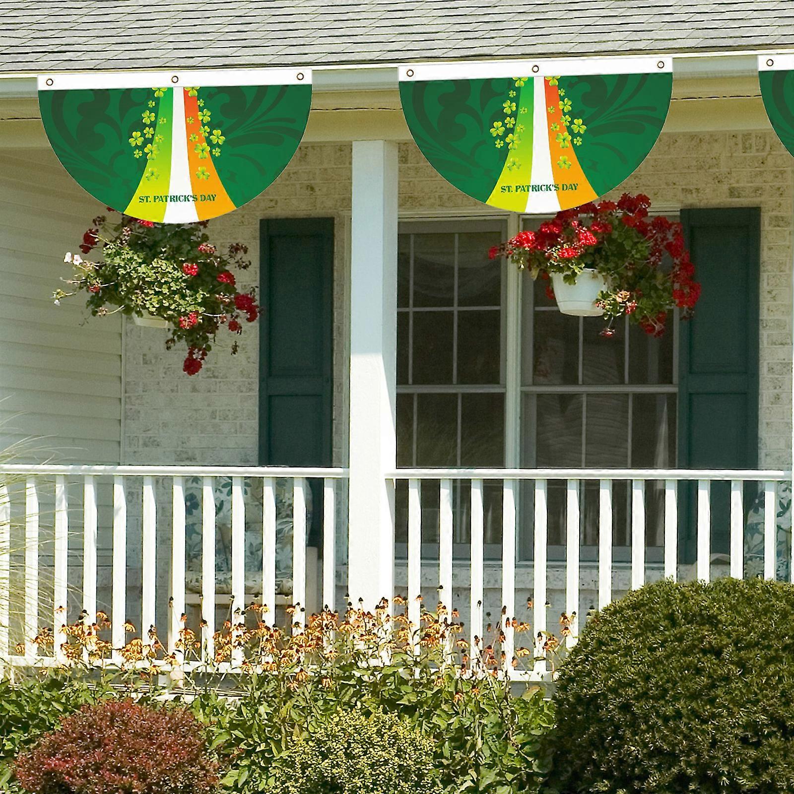 St Patrick Day Fan Flag Polyester Green 90 * 45 Cm High-quality Durable Folded