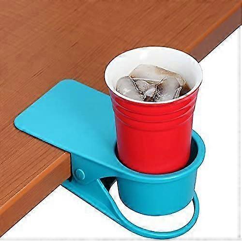 Innovation Cup Clip Drink Holder - Blue - Snap to Tables, desks, Chairs, Shelves, counters. Keep Your Beverage, Smartphone or Other Small Item Secure 