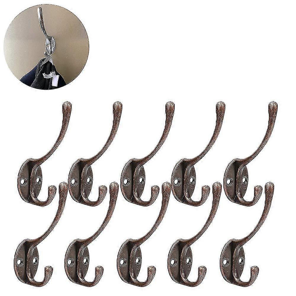 10 Pack Rustic Coat Hooks Wall Mounted Heavy Duty Dual Hooks
