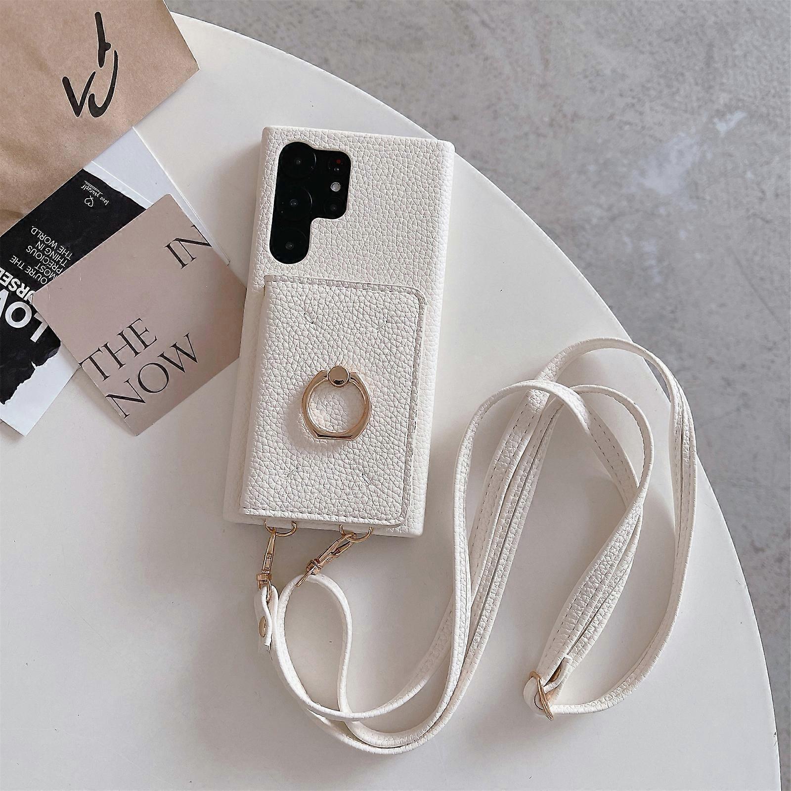 Phone Case for Samsung Galaxy S24 Wallet Cover with Ring Kickstand and Shoulder Strap, Shockproof Stylish Protective Cover