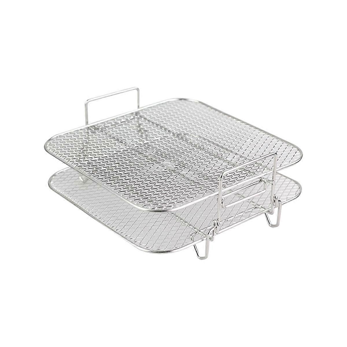 2-Layers Rack Stackable Grid Grilling Rack Stainless Steel for 4.2-5.8QT Kitchen Oven Steamer Cooke