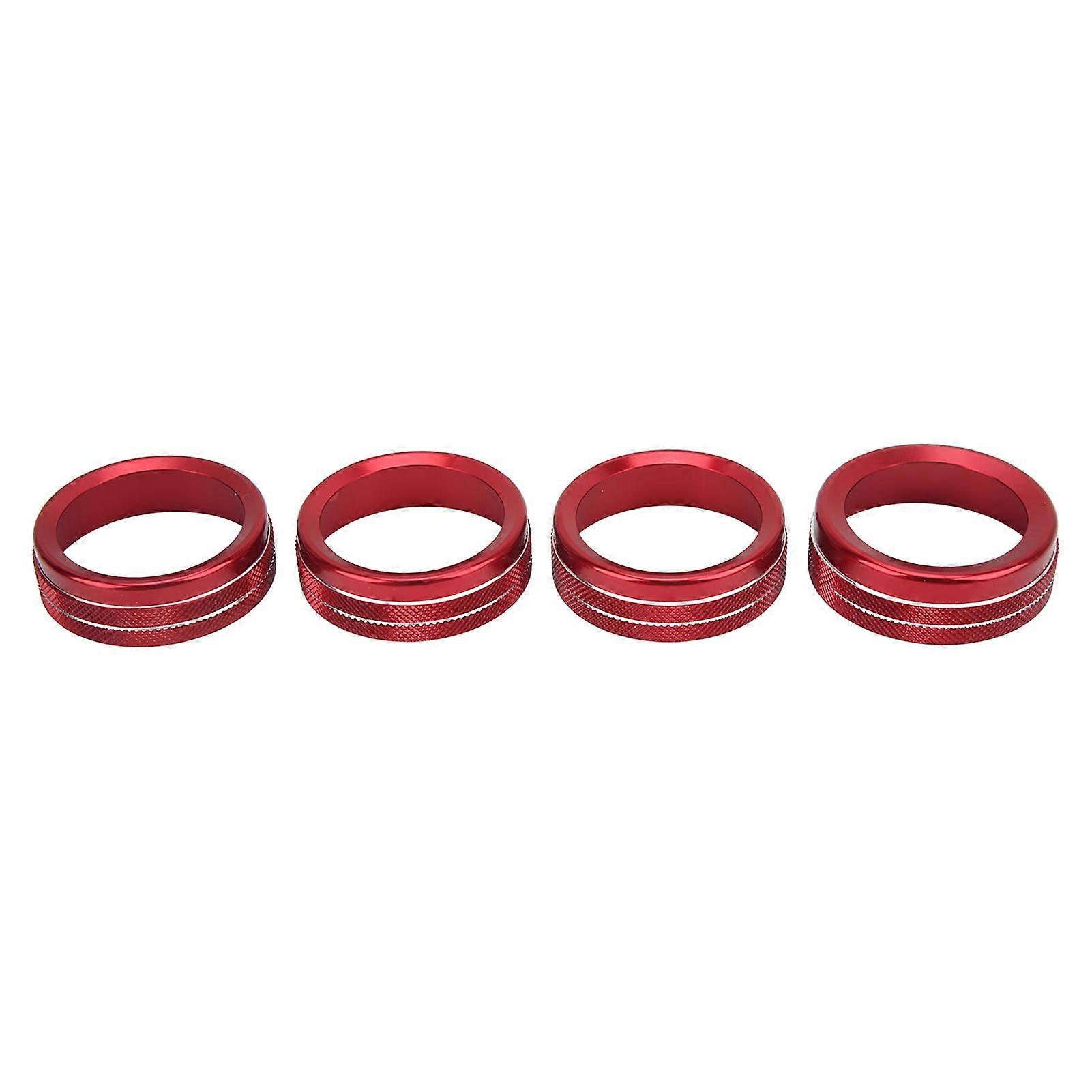 4pcs AC Switch Ring Aluminium Alloy Stylish Rustproof Center Console Button Cover Replacement for Tacoma 2016?2022 Red