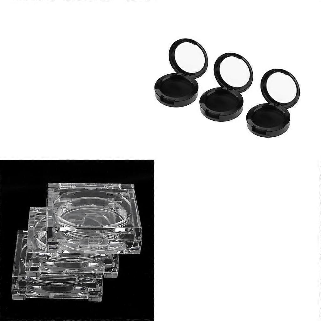 6Pcs Square + Round Empty Powder Case Makeup Blush Box DIY Cosmetic Container, Clear/Black