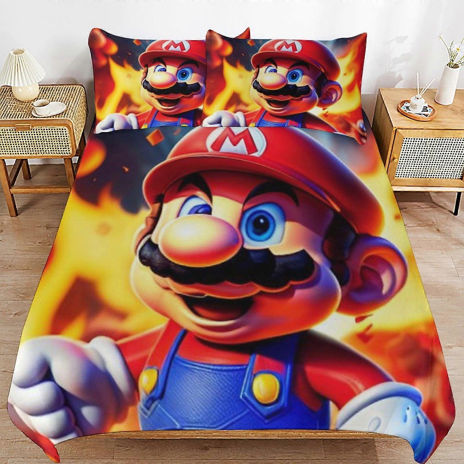 Bedding set JP239 Super Mario 3-Piece Comforter,Super Mario Bedding Set, Soft Microfiber Duvet Cover Set with Zipper Closure TH239