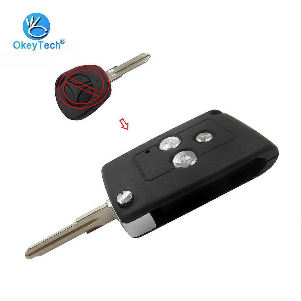 OkeyTech for Lada Priora Kalina Vesta Granta Key Shell Flip Folding Modified Auto 3 Button Uncut Blade Remote Car Cover Case Fob