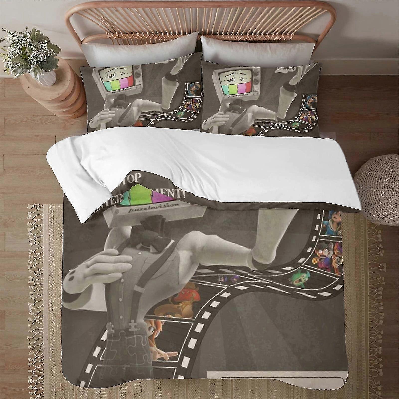 n1063 Lençóis Mr. Puzzles Soft3D Impresso Conjunto de Cama com Capa de Edredom Conjunto de 3 Peças Inclui Fronhas e Capa Mhine Wa (1 Duvet