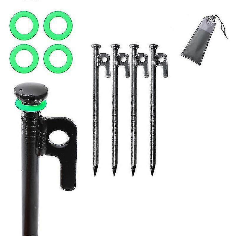 Ground Stakes Camping,4pcs Tent Footprints Heavy Duty Rocky Cast Wrought Iron 8/10/12/16 Inch With Hook