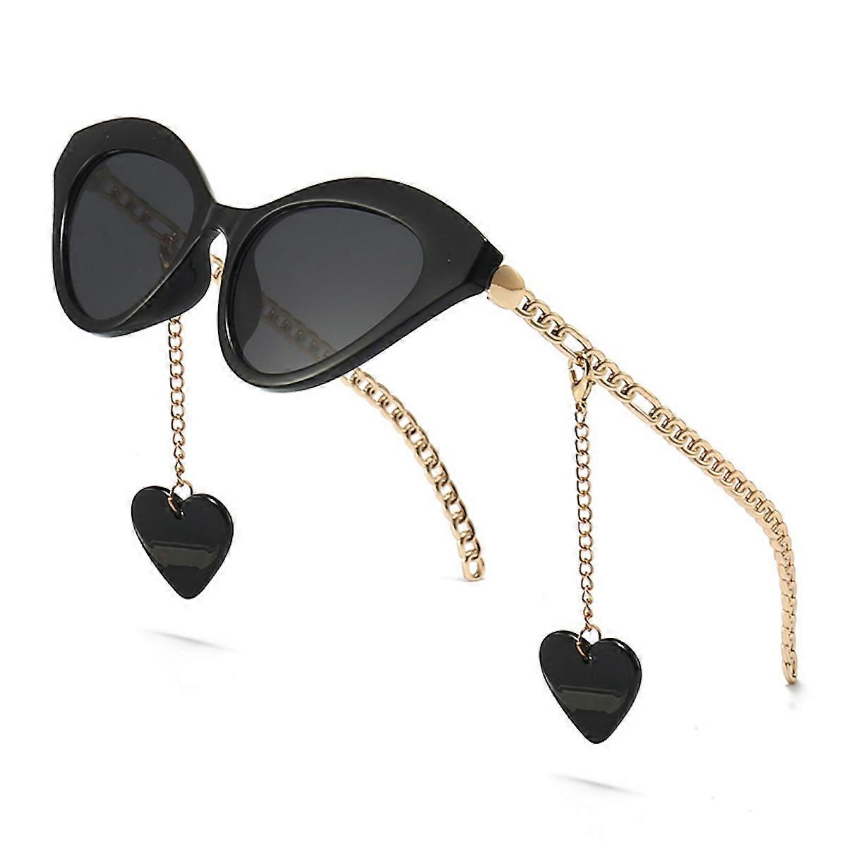 Cat Eye Shaped Full Rim Sunglasses Retro Chain Eyeglasses Party Supplies