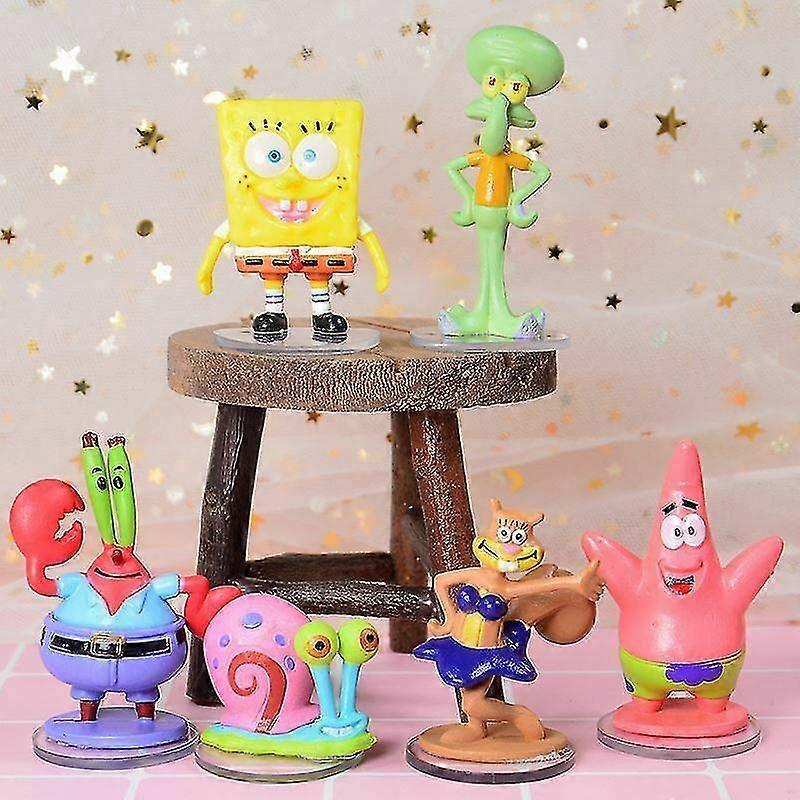 6 Pcs/set Spongebob Squarepants Patrick Star Squidward Tentacles Pvc Figure Toy