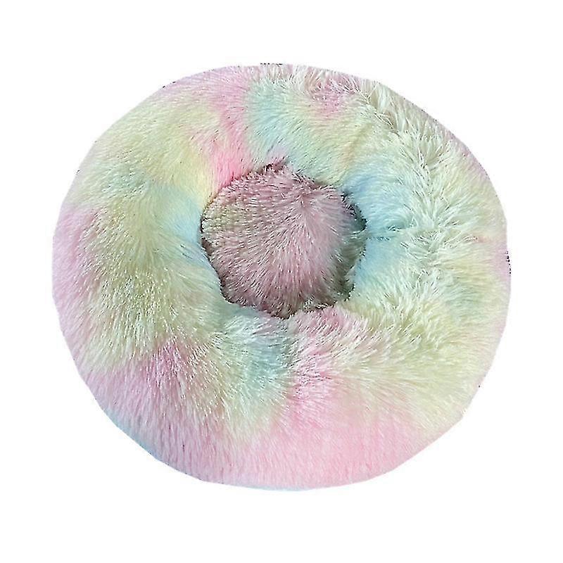 Dog And Cat Pet Litter Round Plush Kennel Cat Litter Autumn And Winter Pet Bed Dog Mat Cat Mat Pet Mat Outer Diameter 23.7 Inches (multicolor)