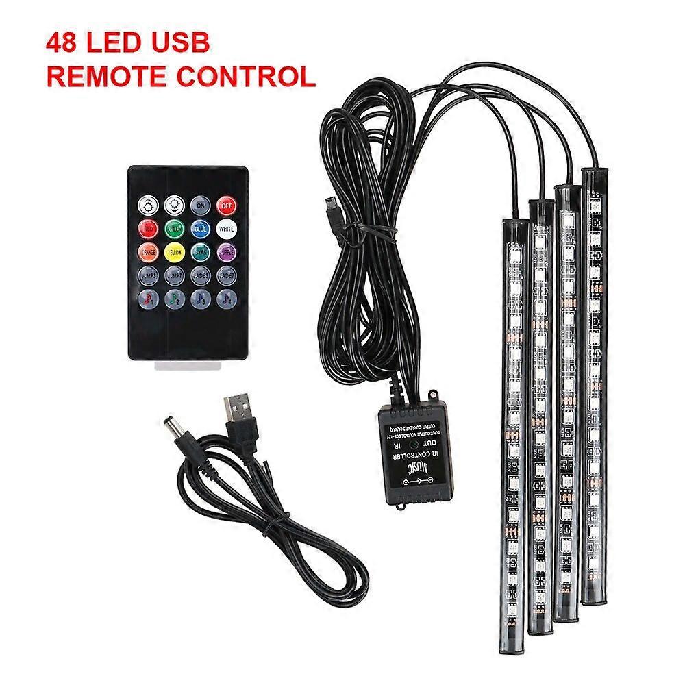 LED Car Foot Light Remote/Voice Control Ambient Lamp Auto Decoration 24/36/48/72 LED Atmosphere LampMotor Vehicle Lighting