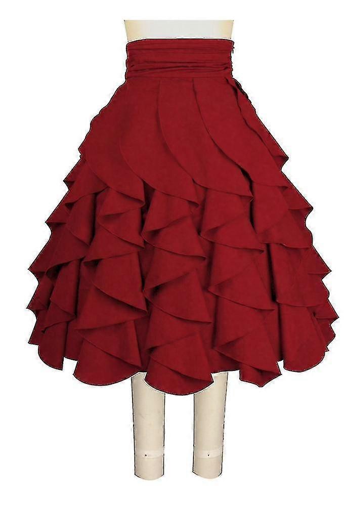 Chic Star Plus Size Multi-Tier Flounced Skirt In Red