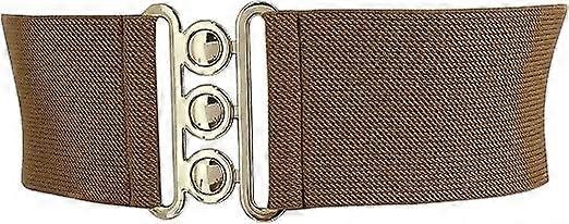 Elastic women's belt, wide belt with 3 button buckle, vintage style