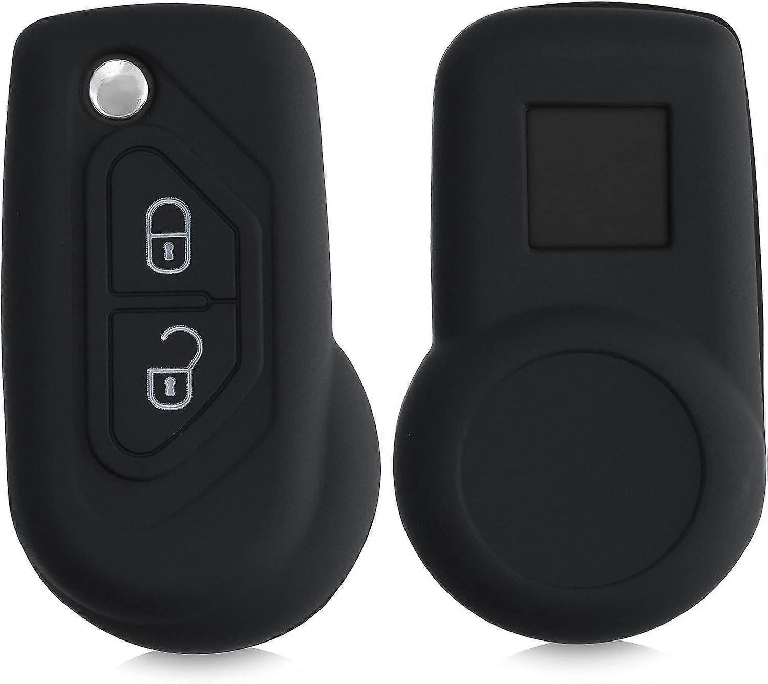 Black Car Key Accessory Compatible with Citroen DS3 C3 2-Button - Soft Silicone Car Key Case