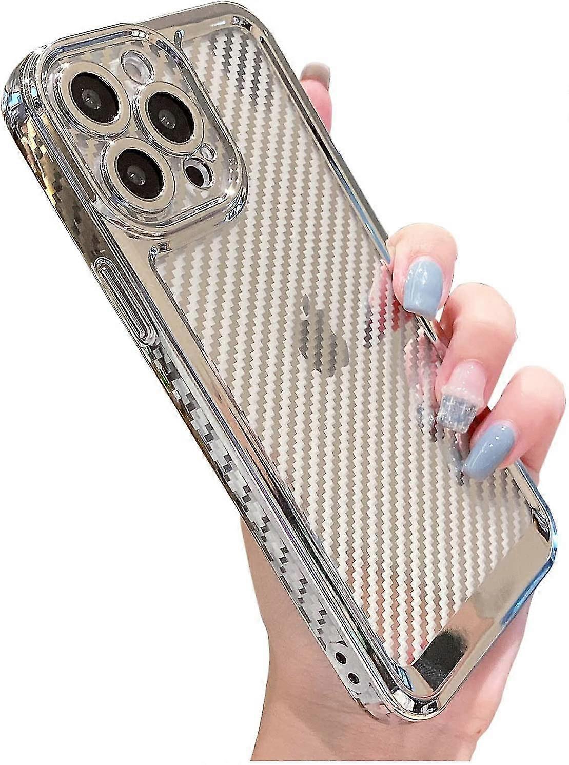 Plating Stripe Pattern Case Compatible With Iphone 14 Pro Max/14 Pro, Soft Tpu Shockproof Cover With Lens Protector