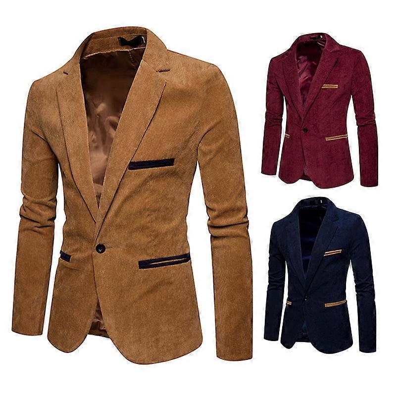 Men's Suit Corduroy Jacket Patchwork Blazers