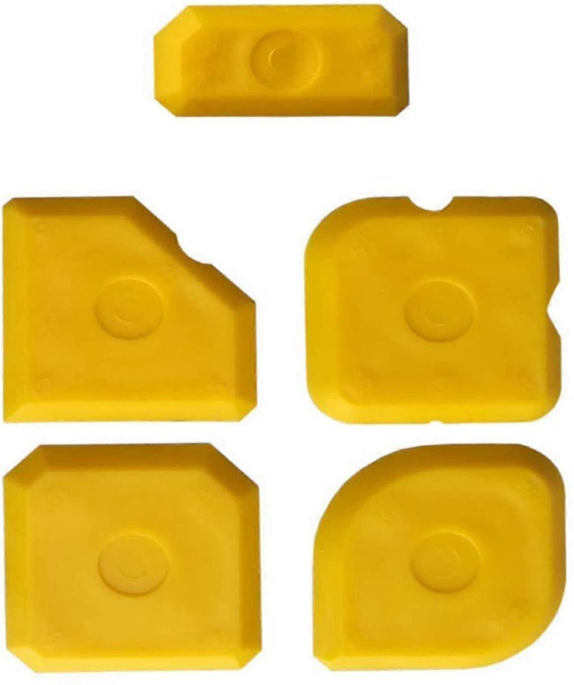 5 Pcs Scraper Tool Set Silicone Grout Smoothing Spatula,Yellow5 PiecesYellow