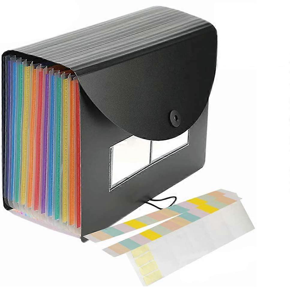 24 Pockets A4 File Folder with Lid + 3 PVC Zip Document A4 Folder Large Capacity Accordion Expanding File Folder/Expanding Accordion File Folder for S