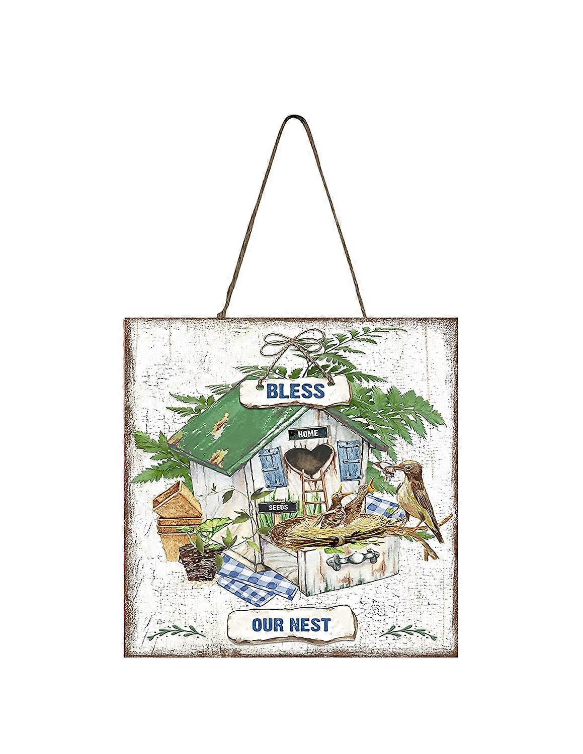 Bendice nuestro nido Mini Letrero de Madera 5" x 5"