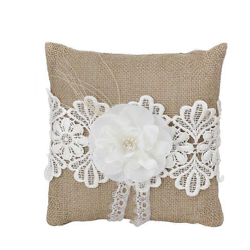 Bryllup Hand Carry Lin Blomsterkurv Ring Pute Set (22cm) (D-583-A)