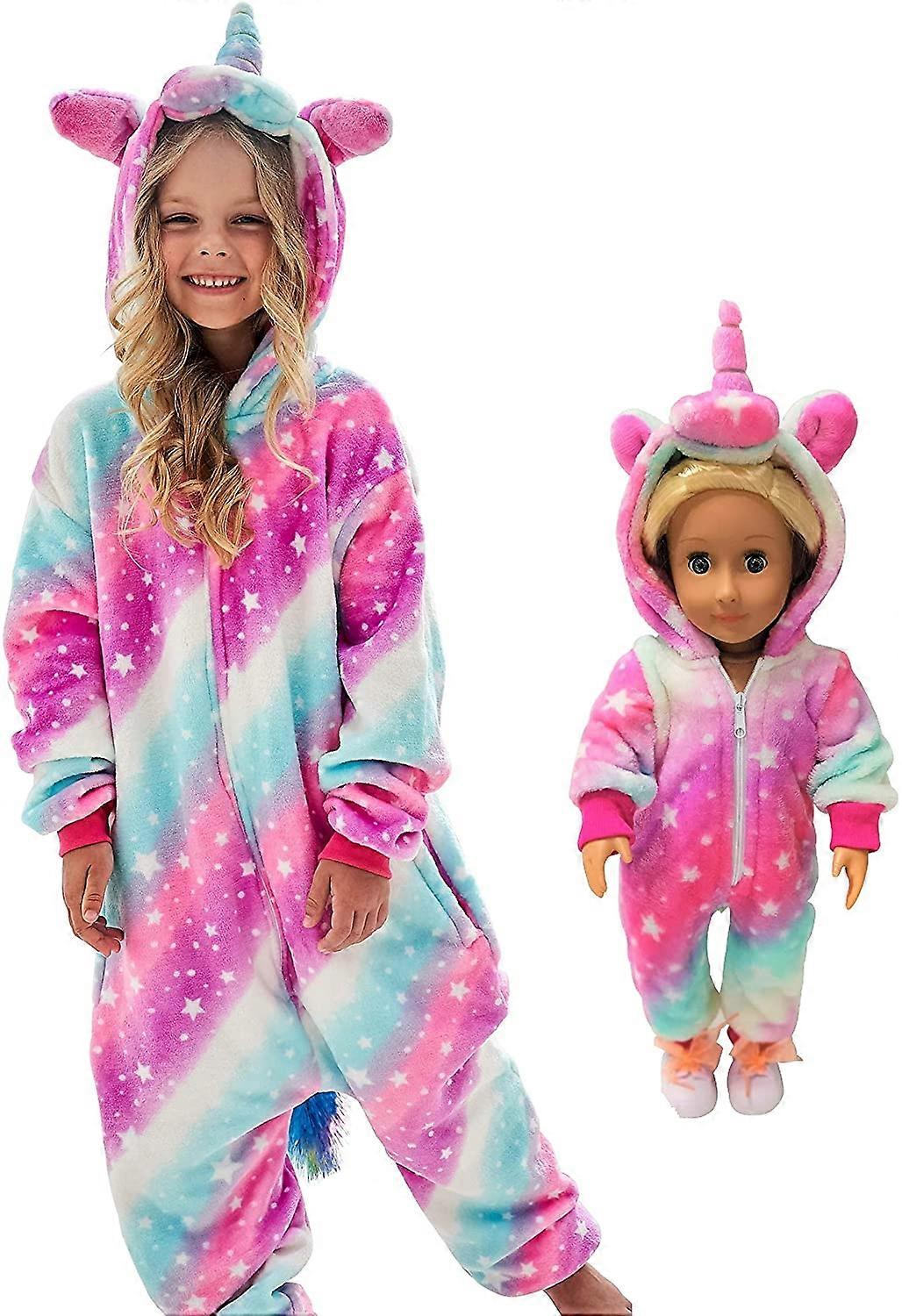 Pijamas Infantis Soft rose starlight/d6Years Onesie Combinando para Boneca & Meninas