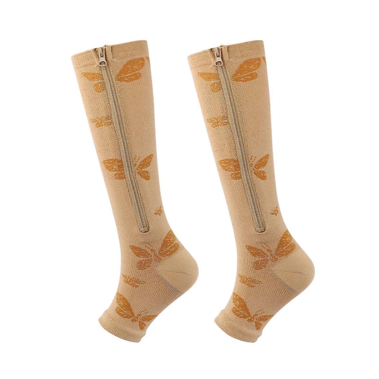 1 Pairs Zipper Compression Socks Open Toe Compression Stocking For Men Women