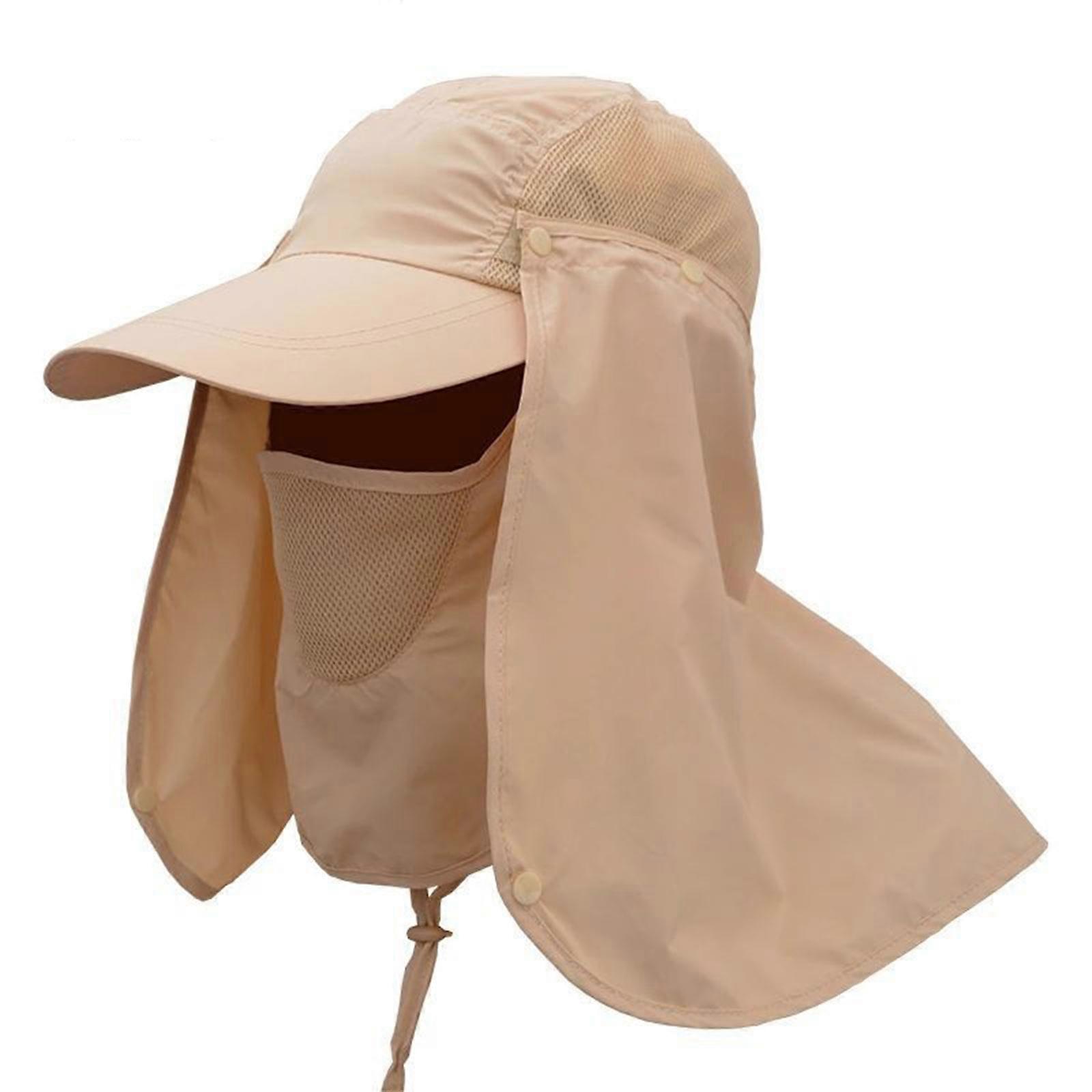 Solid Color Bucket Hat Foldable Wide Brim Hat with Neck Flap Cool Cap Unisex