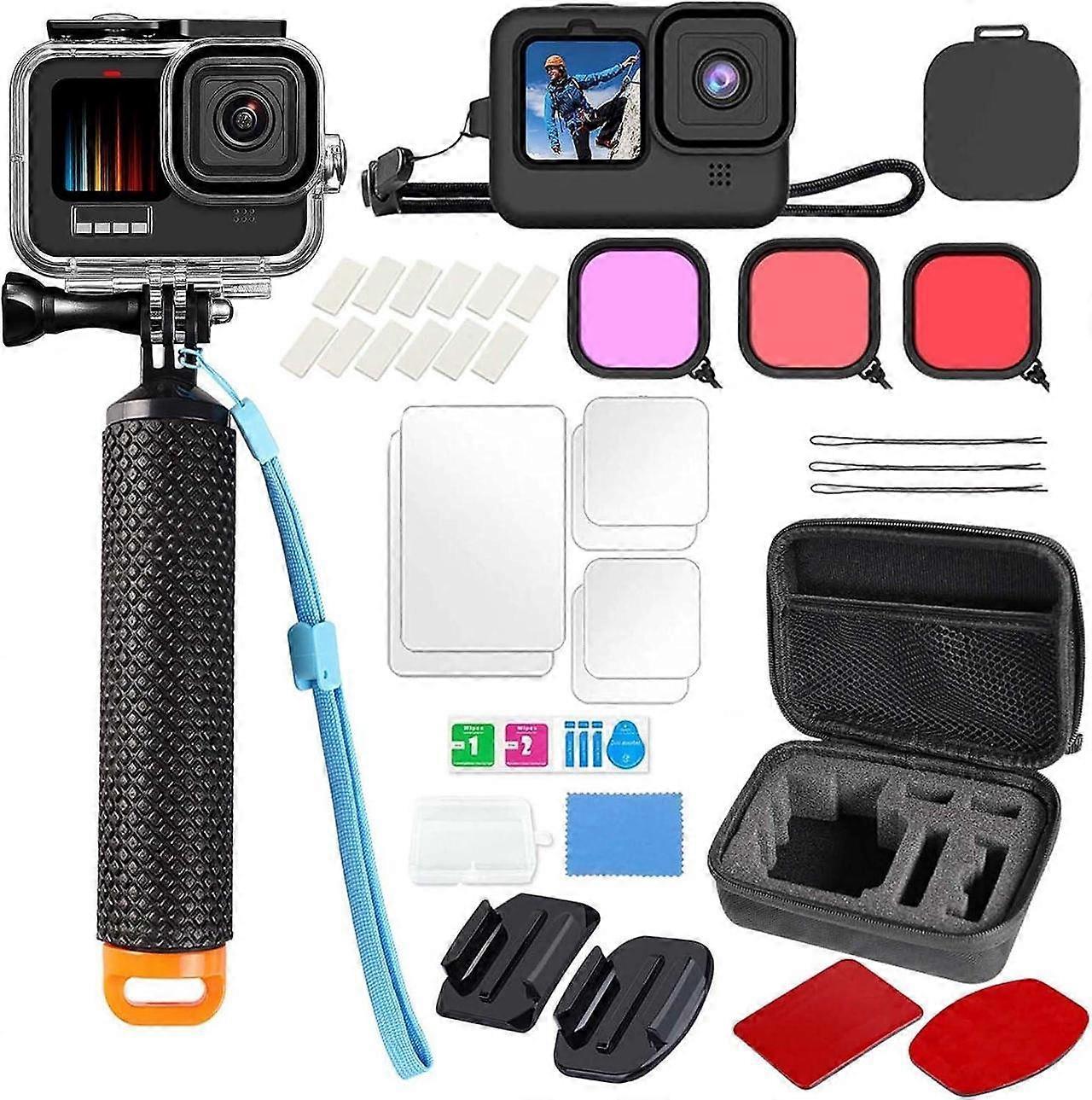 Accessories Kit for GoPro Hero 13 Black 60M Waterproof Housing Case with Underwater Float Handle Silicone Sleeve Lens Cap Screen Protectors Dive Filte