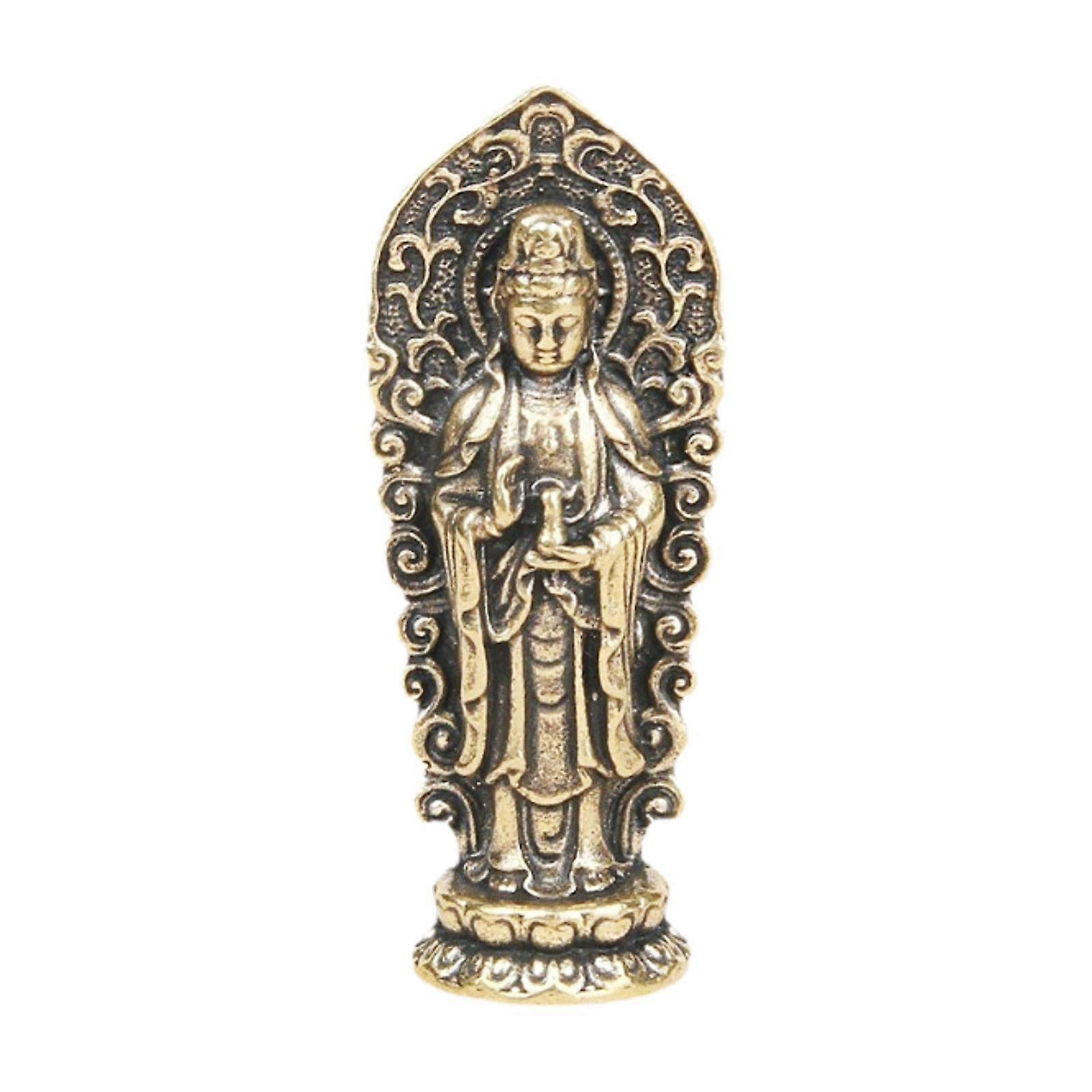 Brass Figurine for Home Decor Guanyin Statue for Housewarming Office Cabinet