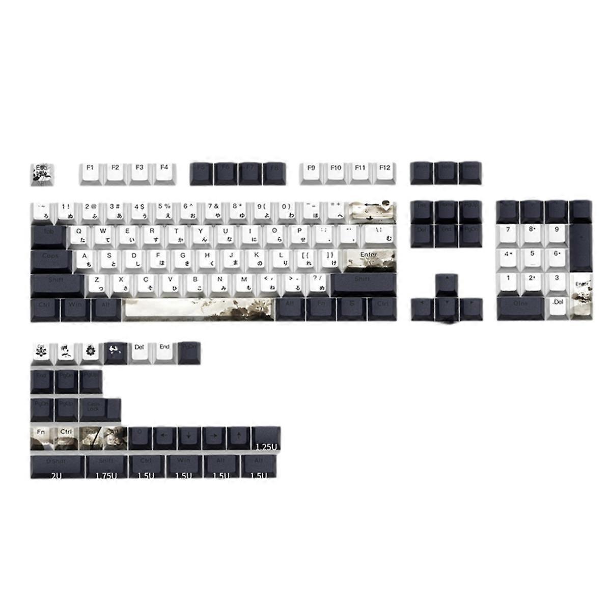 133 Keys Keycaps PBT Cherry Keycap Set Personalized Customized Japanese Keycaps for 60/84/98/108 Mechanical Keyboards