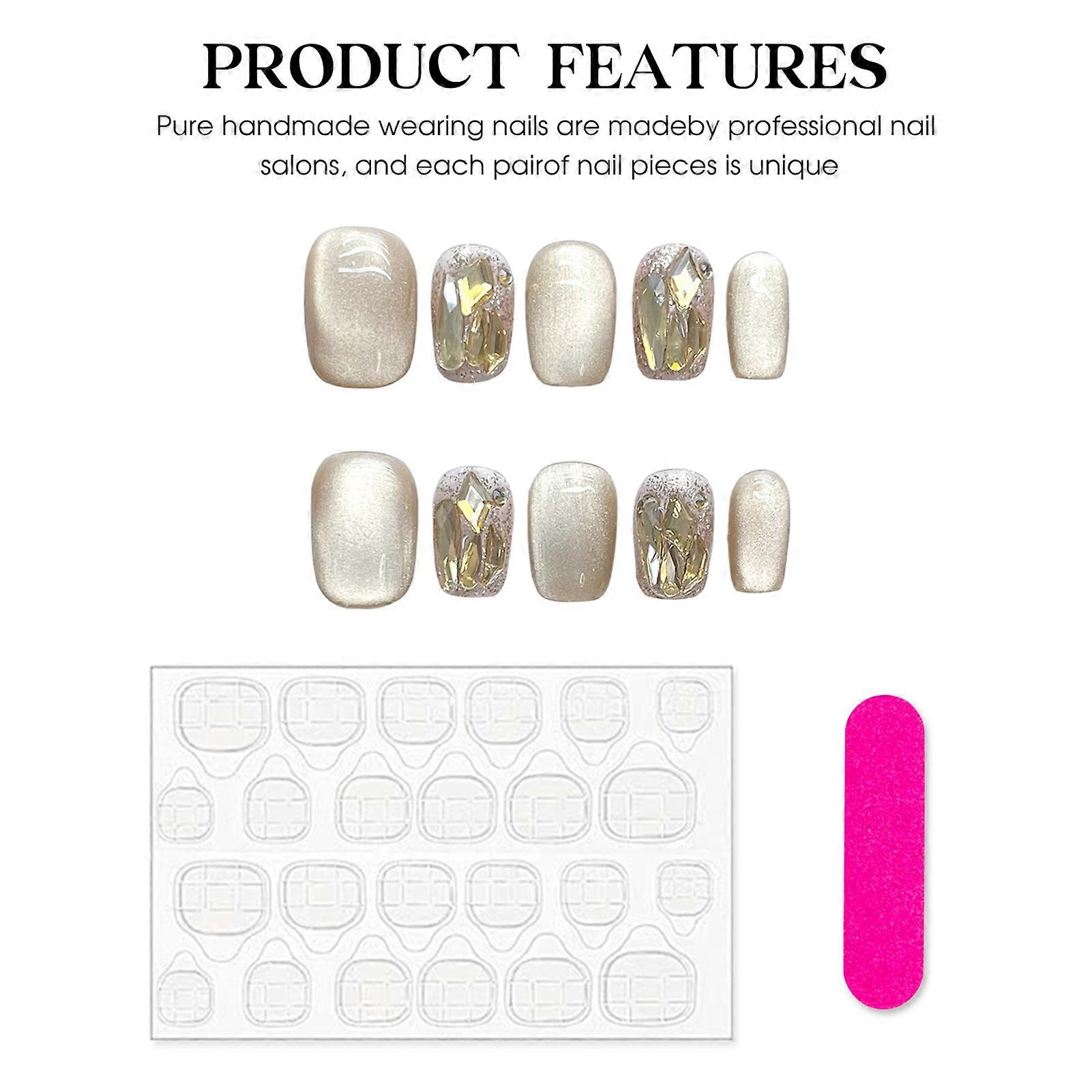 Champagne s Press on Nails Resin Material Zero Pressure on Nail Bed for Hot  Girl Dress Matching