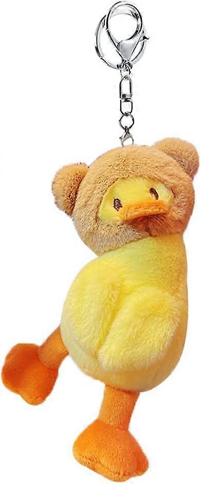 Creative Funny Cute Wearing Animal Hat Plush Yellow White Duck Pendant Keychain Key-chains Keyrings