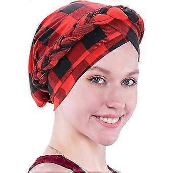 Latte Seta Stampa Treccia Puntale Cap Perdita di Capelli Cappuccio Cappello Twisted Treccia Copricapo (Rosso)