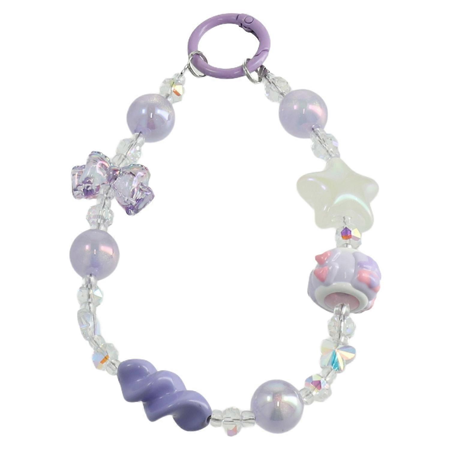 Beaded Phone Lanyard Strap 26cm Hanging Keychain Wristlet Chain for Mobile Devices