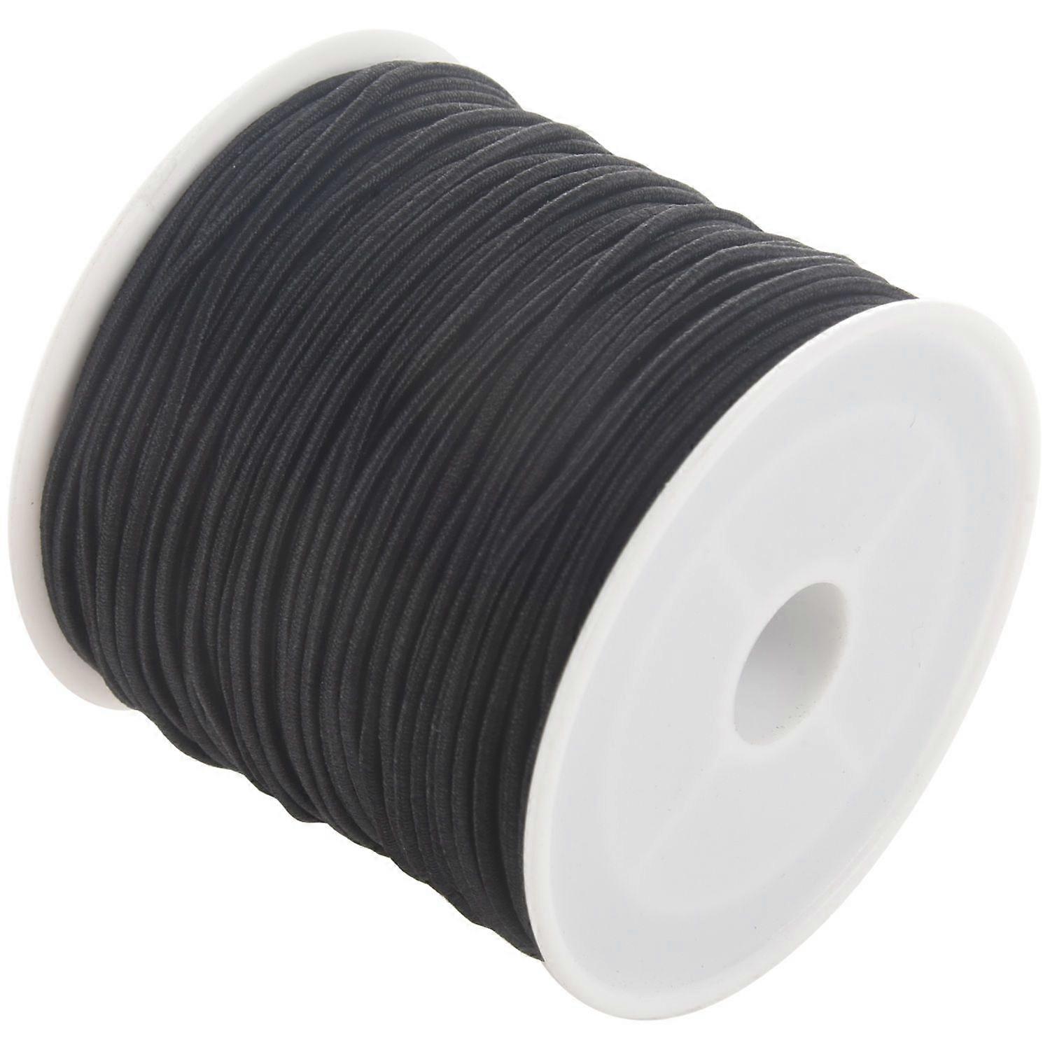 1 rulle 24 m lang sort rund elastisk perletrådsnor 1 mm