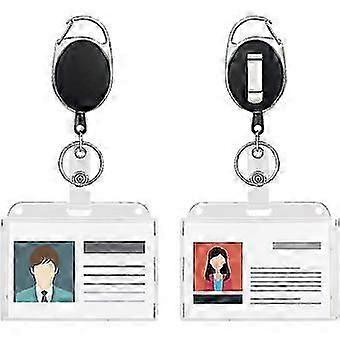 Id Card Keychain Set2 Pieces Id Card Holder With Retractable Key, Id Card Holder With Clip, Key